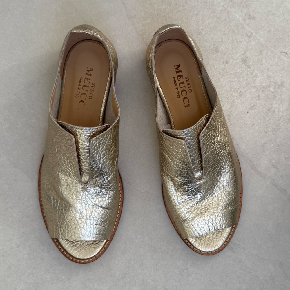 Sesto Meucci Metallic Gold Slip-On Shoes